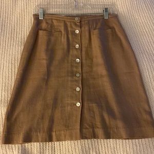 MIXIT brown linen/rayan button down front skirt size 12
